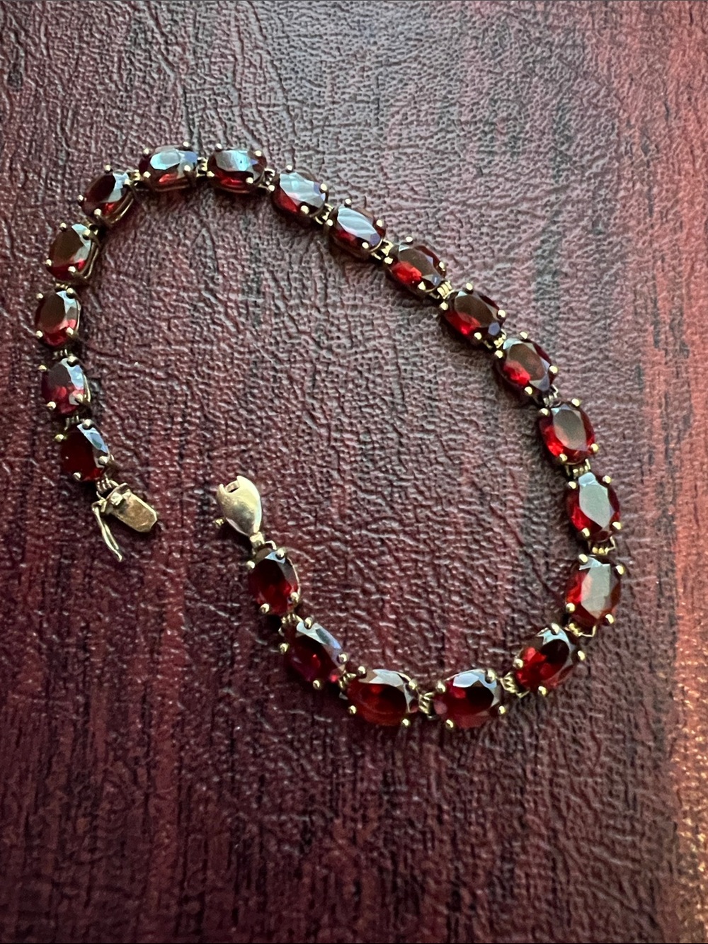 Classic Garnet Red Tennis Bracelet - Elegant Women's Jewelry